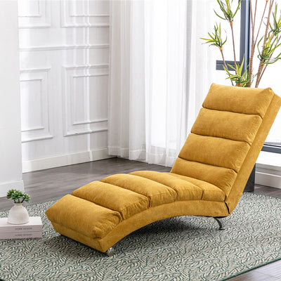 Ergonomic Linen Massage Chaise Lounge Chair Reclining Tufted Upholstered Sleeper with Remote and 5 Vibration Modes