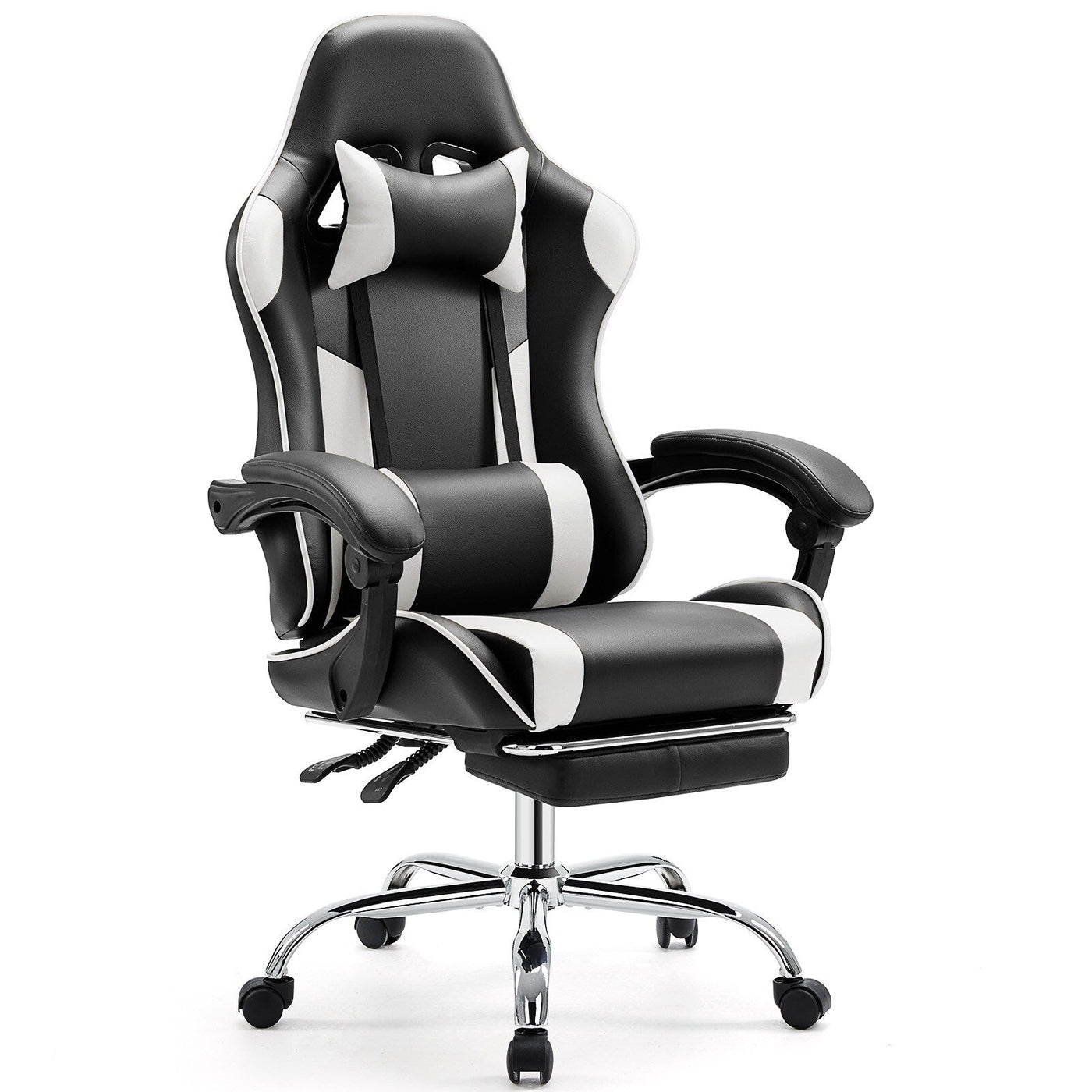 Ergonomic PU Leather 360¡ã Swivel Gaming Recliner with Footrest, Headrest, Lumbar Support, Adjustable Height