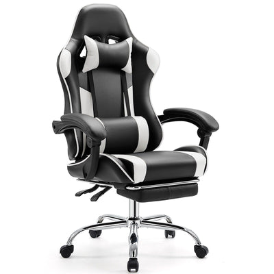 Ergonomic PU Leather 360¡ã Swivel Gaming Recliner with Footrest, Headrest, Lumbar Support, Adjustable Height