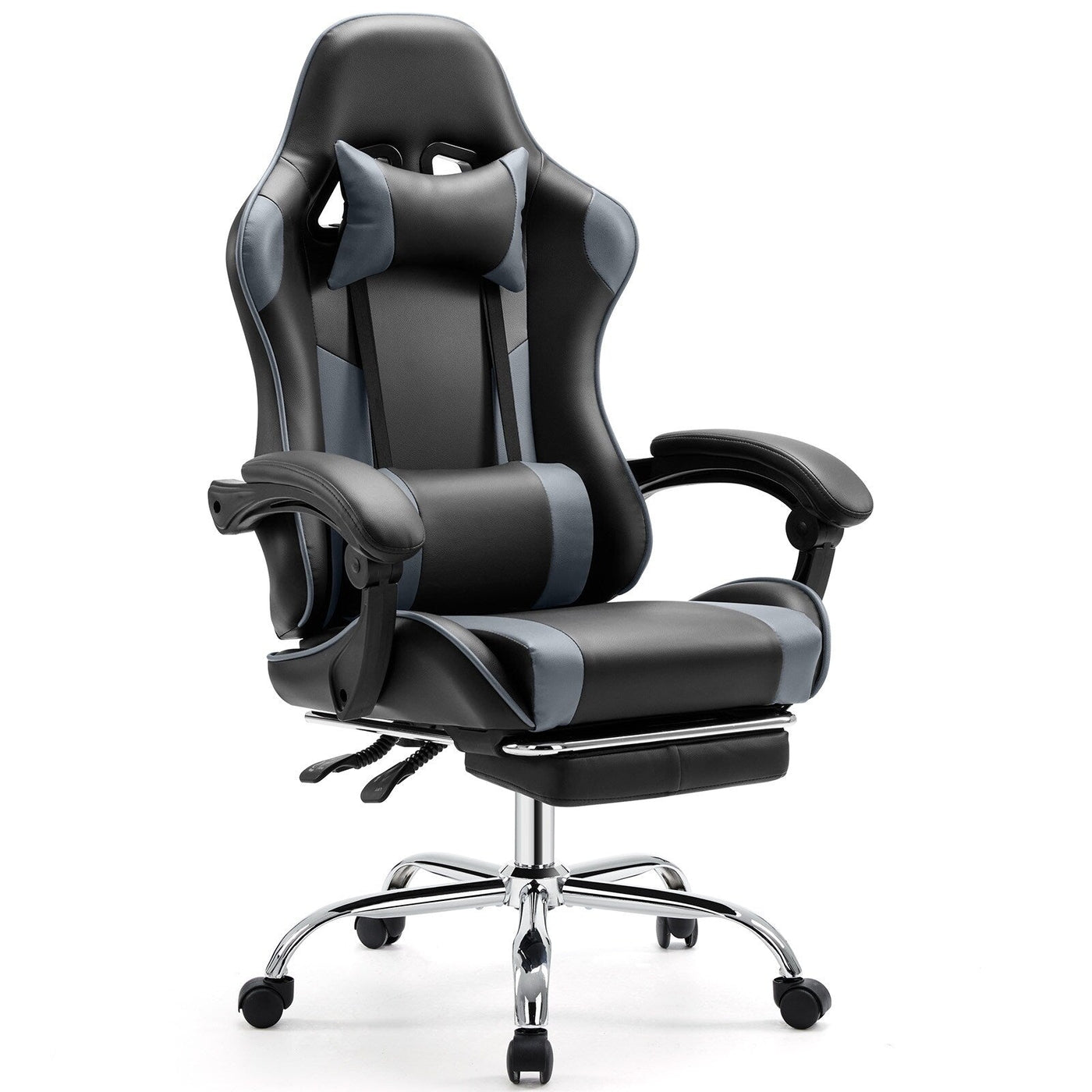 Ergonomic PU Leather 360¡ã Swivel Gaming Recliner with Footrest, Headrest, Lumbar Support, Adjustable Height