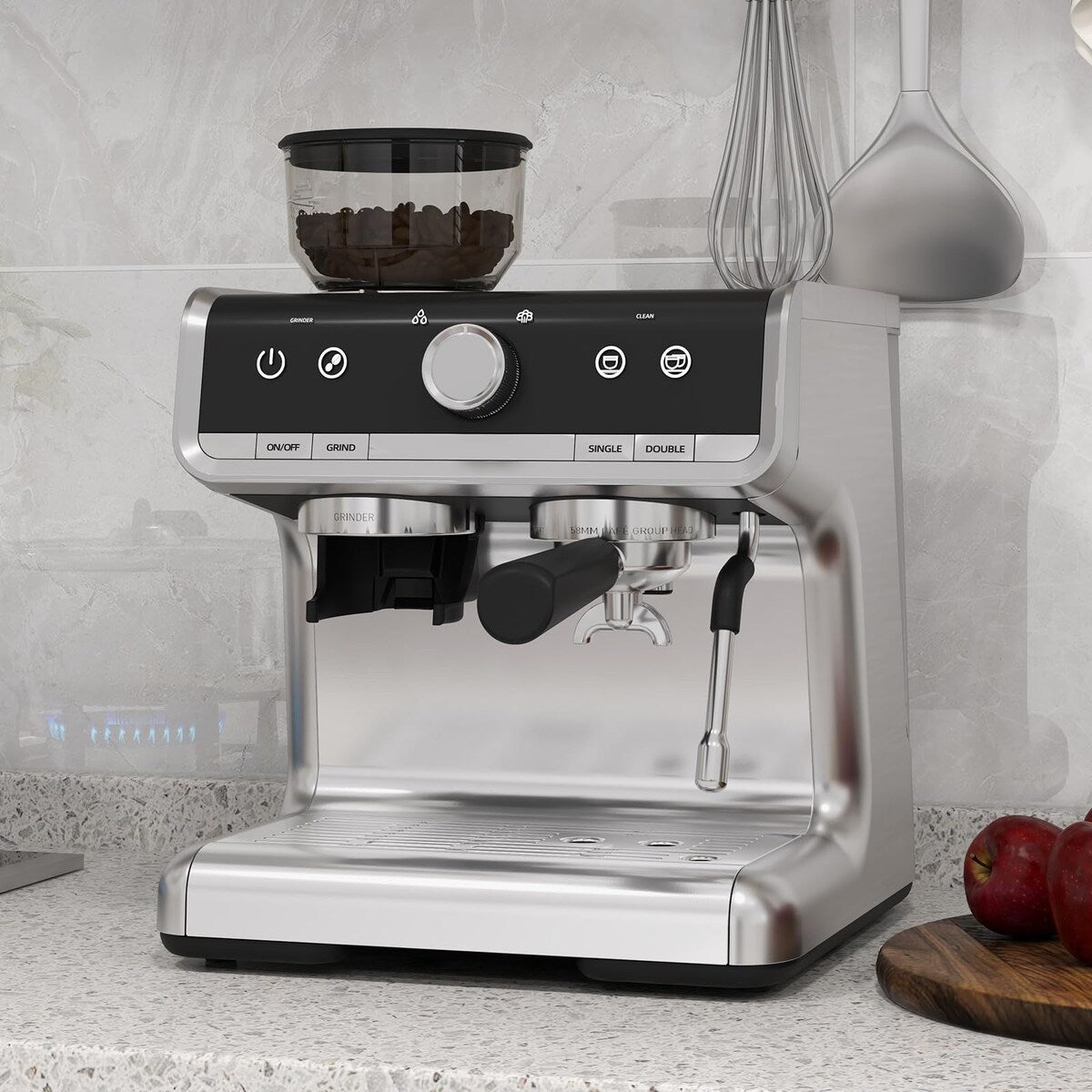 Espresso Coffee Maker, with Grinder, 2.8 L Water Tank