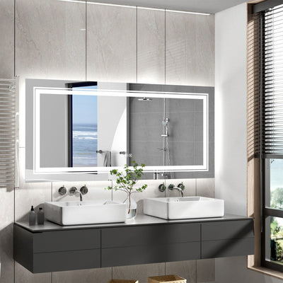 Extra Large LED Lighted Bathroom Mirror Wall Anti-Fog Vanity 3 Colors
