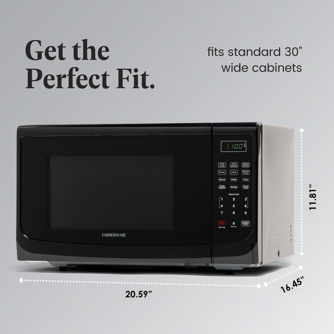 Farberware 1000-Watt 1.1 Cu. Ft. Countertop Microwave Oven With LED Lighting and Child Lock