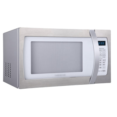 Farberware Professional 1.3 Cu. Ft. 1100-Watt Microwave Oven with Smart Sensor Cooking, White and Platinum
