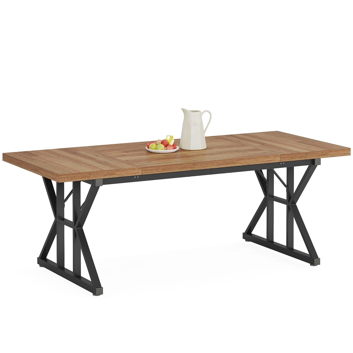 Farmhouse Dining Table for 6 People, 70.8-Inch Rectangular Wood Kitchen Table