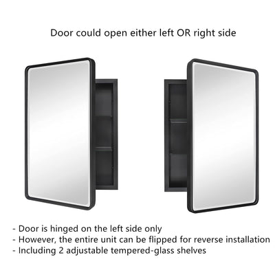 TEHOME Farmhouse Recessed Metal Bathroom Medicine Cabinets with Mirror