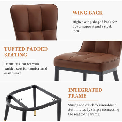 Faux Leather Upholstered Dining Chairs Set of 2/4