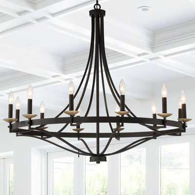 Fidenza 12-light Modern Farmhouse Empire Wagon Wheel Chandelier with UL - D40'' * H135''