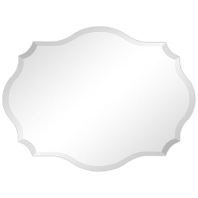 Frameless Beveled Oblong Elegant Scalloped Wall Mirror