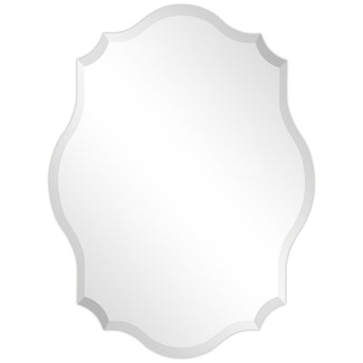 Frameless Beveled Oblong Elegant Scalloped Wall Mirror