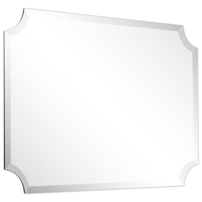 Frameless Rectangle Scalloped Beveled Wall Mirror, Bathroom, Vanity, Bedroom Mirror,1-beveled Edge - Clear