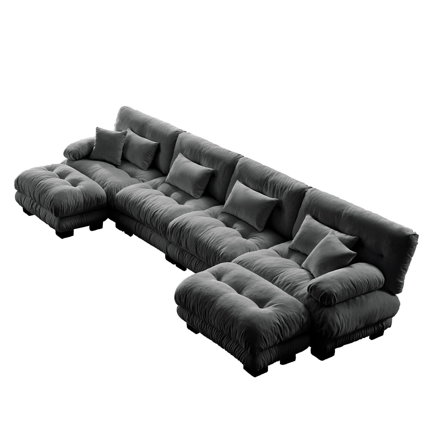 Free Combination Modular Chenille 4-Seater Sectional Sofa with 2 Ottomans and Pillow for Living Room