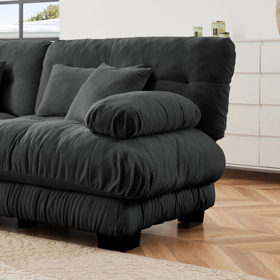Free Combination Modular Chenille 4-Seater Sectional Sofa with 2 Ottomans and Pillow for Living Room