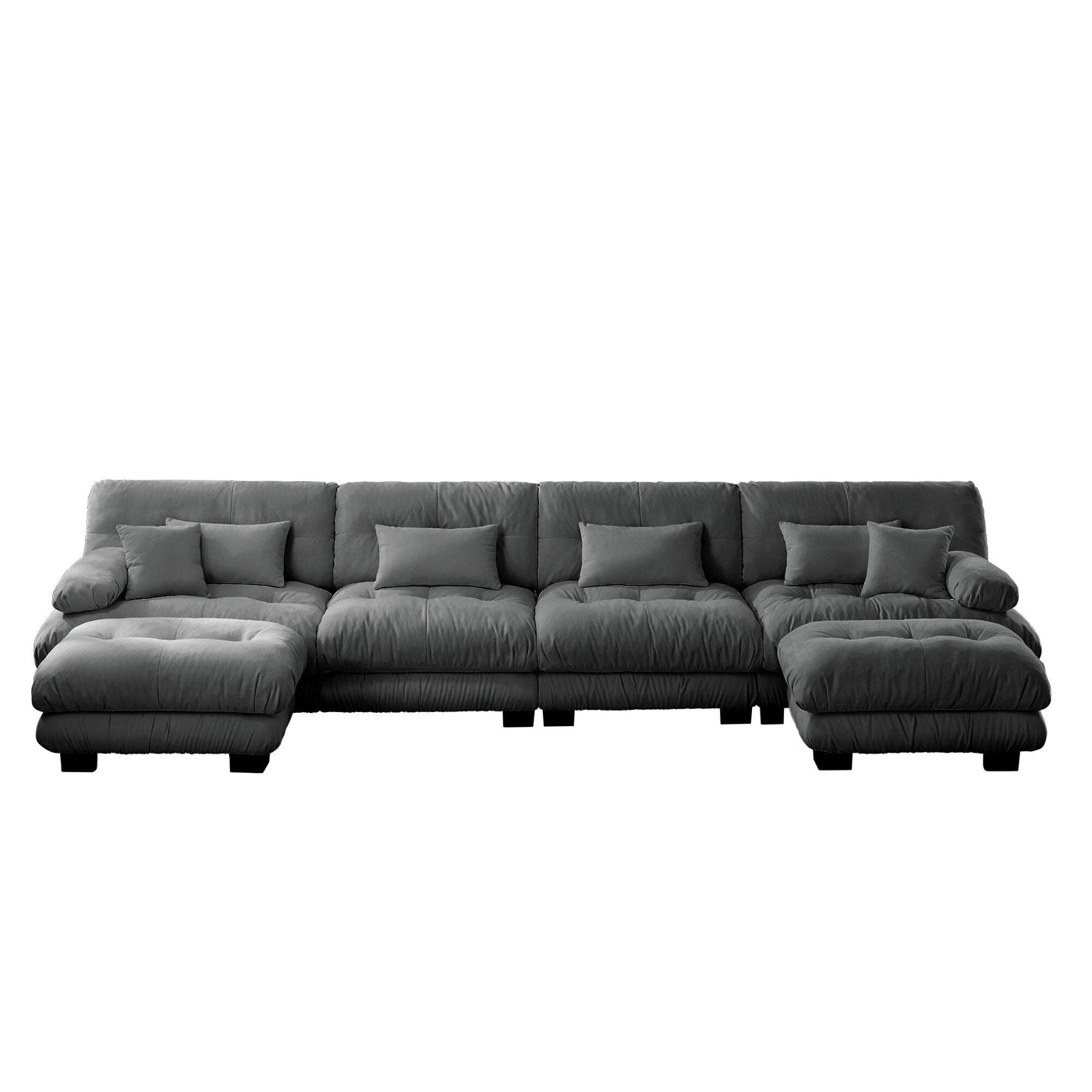 Free Combination Modular Chenille 4-Seater Sectional Sofa with 2 Ottomans and Pillow for Living Room