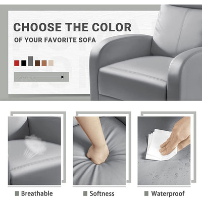 Furniwell PU Leather Sofa Recliner with Padded Seat and Backrest.