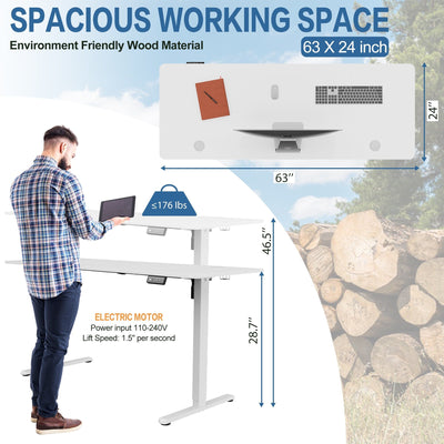 Futzca Height Adjustable Electric Standing Desk Sit Stand Computer Stand up Desk with Splice Board