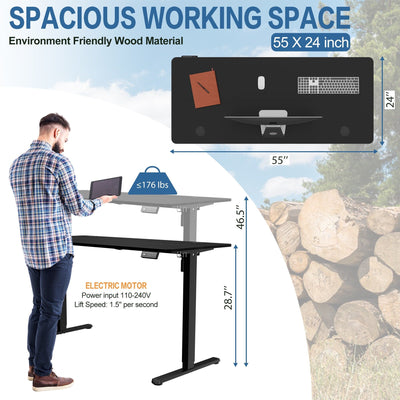 Futzca Height Adjustable Electric Standing Desk Sit Stand Computer Stand up Desk with Splice Board