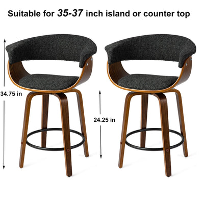 Glitzhome Set of 2 or 4 Modern Counter & Bar Height Wooden Swivel Bar Stools