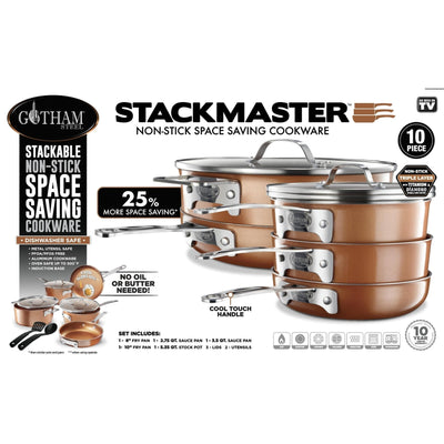 Gotham Steel Nonstick Pots and Pans 10 Pc Cookware Set, Copper