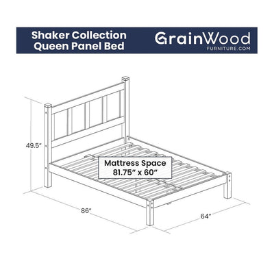 Grain Wood Furniture Shaker Solid Wood Panel Platform Bed