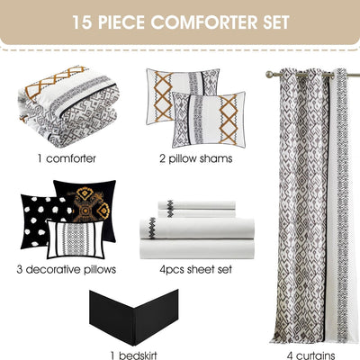 Nanshing Trina 15 Piece Boho Embroidered Comforter Set