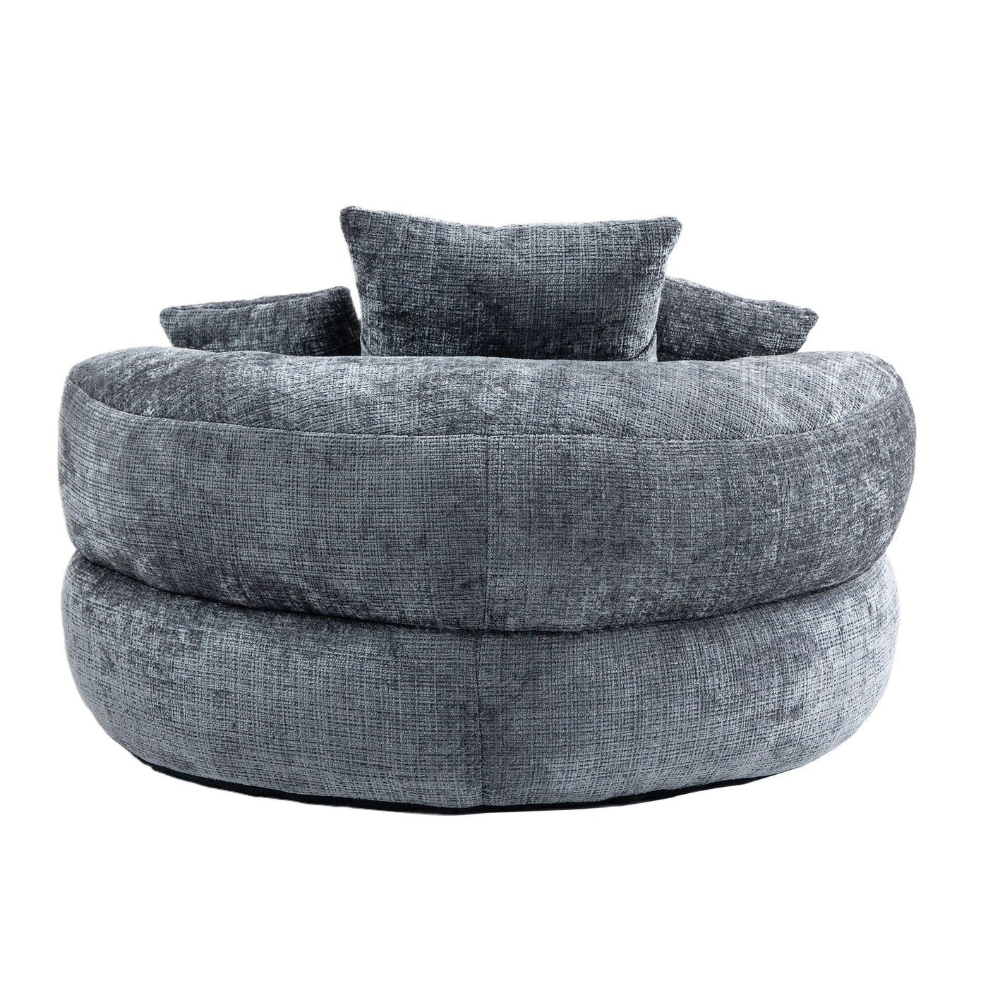 Gray Oversized 42.52 Chenille Lazy Bean Bag Single Sofa with Three Pillows for Bedroom