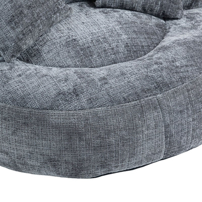 Gray Oversized 42.52 Chenille Lazy Bean Bag Single Sofa with Three Pillows for Bedroom