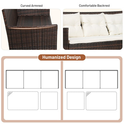 Gymax 3PCS Patio Rattan Sectional Conversation Furniture Set w/ Off - See Details