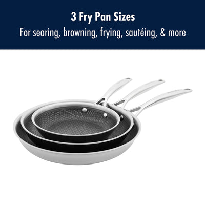 HENCKELS Paradigm 3-pc Fry Pan Set with Bonus Turner & Serving Spoon - 5-pc