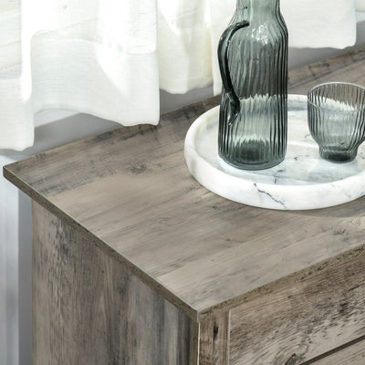 HOMCOM 32 Farmhouse Barn Door Style Sideboard Cabinet,Buffet Storage Cabinet Coffee Bar for Living Room or Entryway