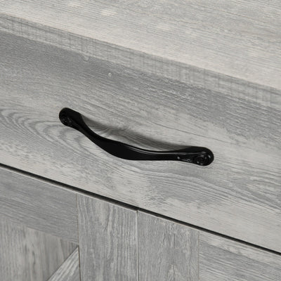 HOMCOM 32 Farmhouse Barn Door Style Sideboard Cabinet,Buffet Storage Cabinet Coffee Bar for Living Room or Entryway