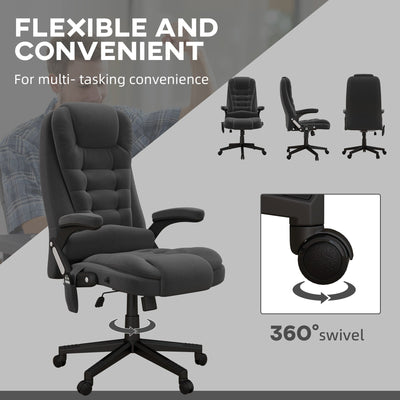 HOMCOM 6 Point Vibrating Massage Office Chair with Heat, Velvet High Back Executive Office Chair with Reclining Backrest