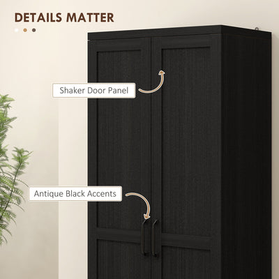 HOMCOM 63 2-Door Kitchen Pantry, Freestanding Storage Cabinet with 5-tier Shelving and 2 Adjustable Shelves for Dining Room