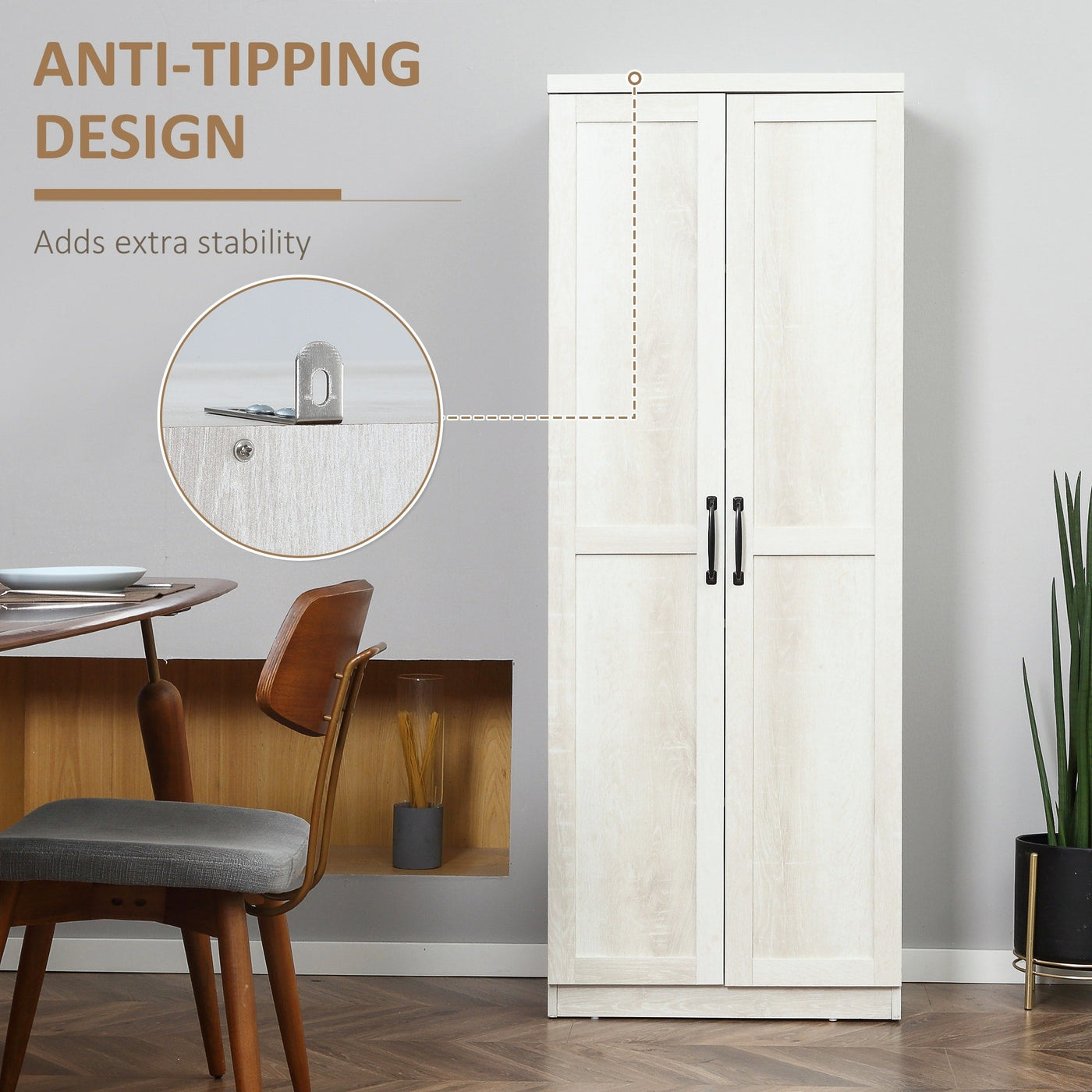 HOMCOM 63 2-Door Kitchen Pantry, Freestanding Storage Cabinet with 5-tier Shelving and 2 Adjustable Shelves for Dining Room