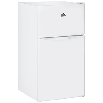HOMCOM Double Door Mini Fridge with Freezer, 3.2 Cu.Ft Compact Refrigerator with Adjustable Shelf, Adjustable Thermostat