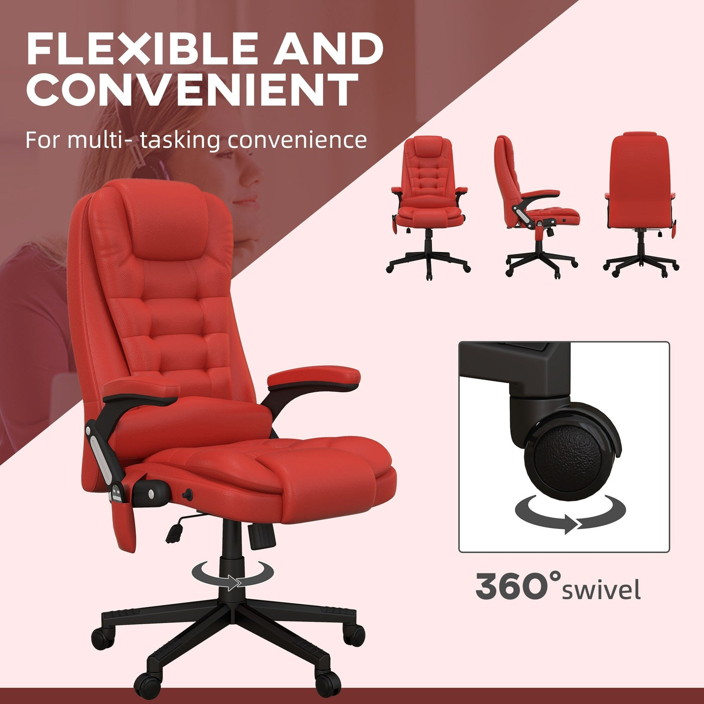 HOMCOM High Back Vibration Massage Office Chair with 6 Vibration Points, Beige