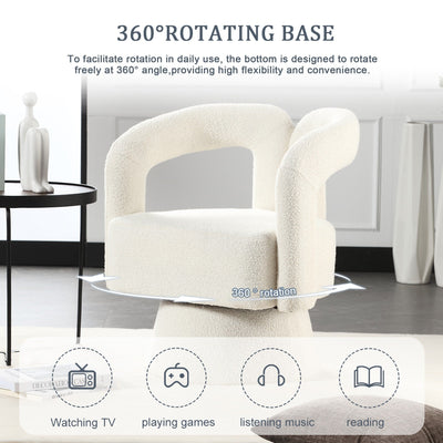 HOMEFUN Boucle Upholstered 360 Degree Swivel Cuddle Barrel Accent Chairs