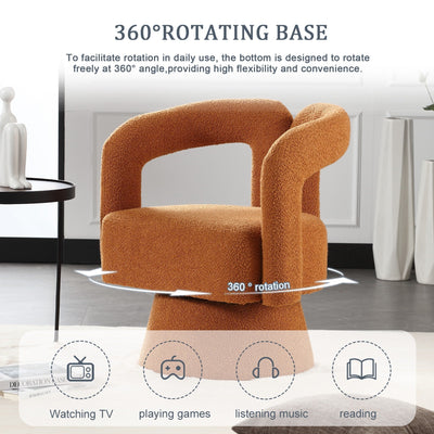 HOMEFUN Boucle Upholstered 360 Degree Swivel Cuddle Barrel Accent Chairs