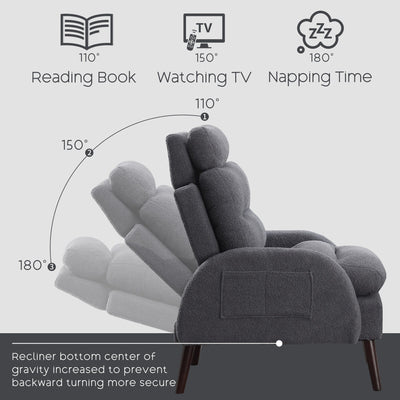 HOMYKA Accent Lounge Chair with Adjustable Backrest Storage Ottoman