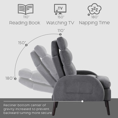 HOMYKA Accent Lounge Chair with Adjustable Backrest Storage Ottoman