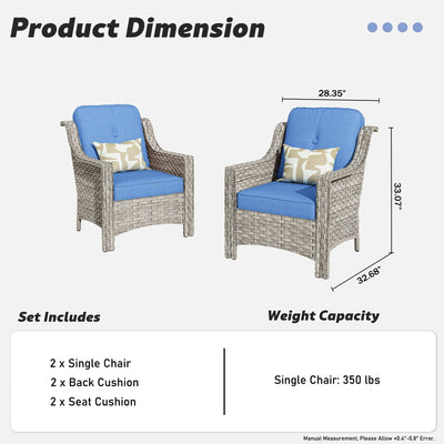 HOOOWOOO 2-piece High Back Wicker Rattan Outdoor Patio Chair Set