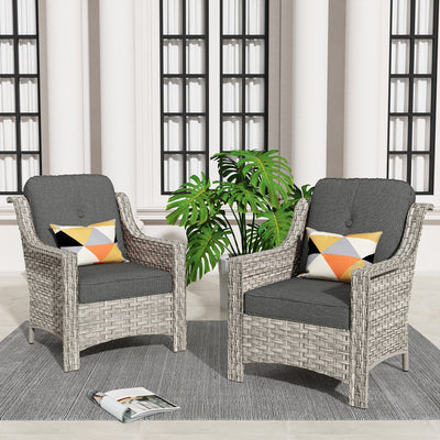 HOOOWOOO 2-piece High Back Wicker Rattan Outdoor Patio Chair Set