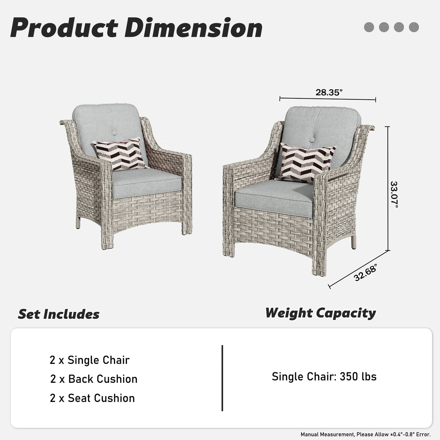 HOOOWOOO 2-piece High Back Wicker Rattan Outdoor Patio Chair Set