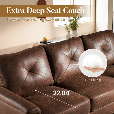 HOOOWOOO Mid-Century 3-Seat Upholstered Sofa with Wood Legs for Living Room