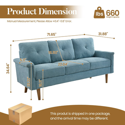 HOOOWOOO Mid-Century 3-Seat Upholstered Sofa with Wood Legs for Living Room