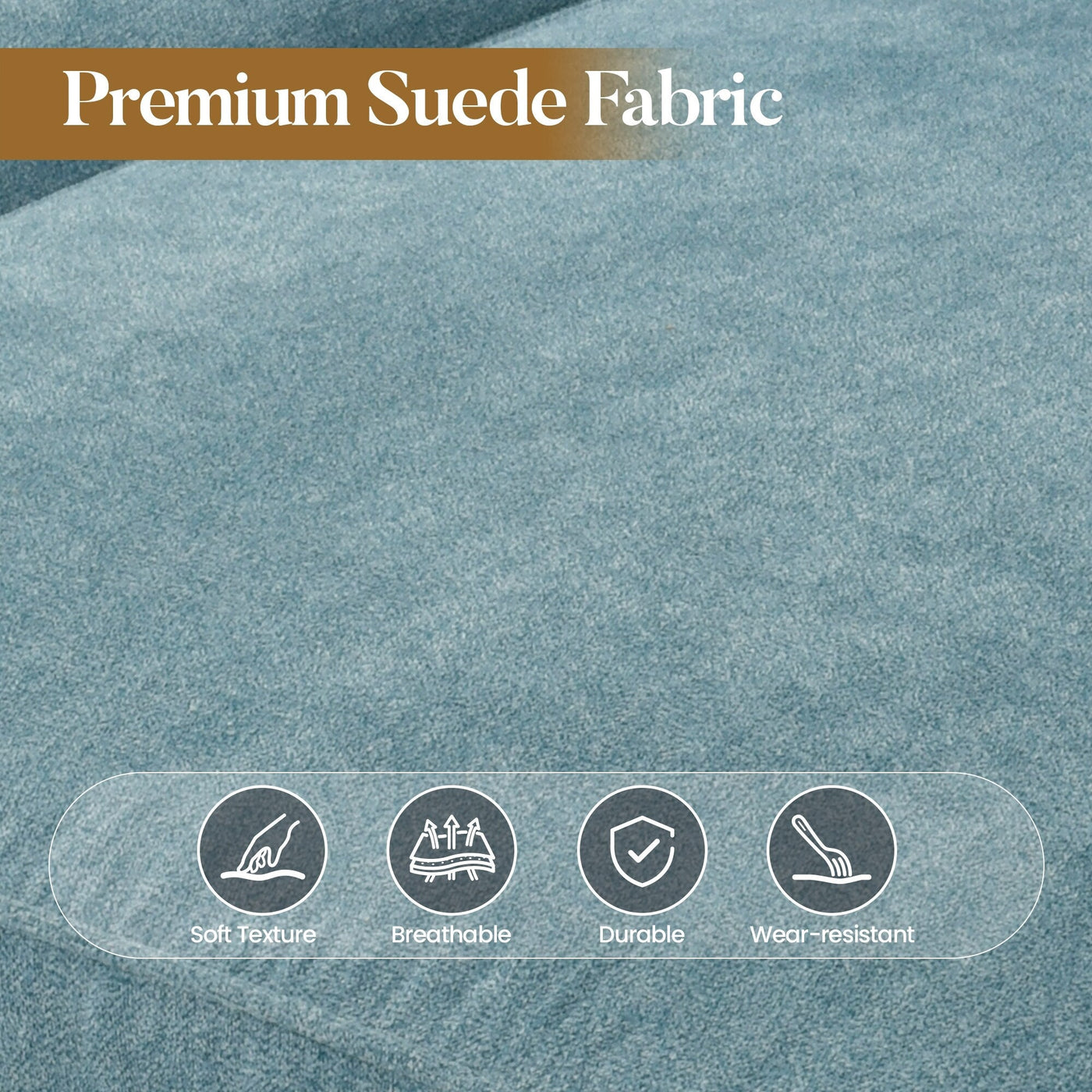 HOOOWOOO Mid-Century 3-Seat Upholstered Sofa with Wood Legs for Living Room