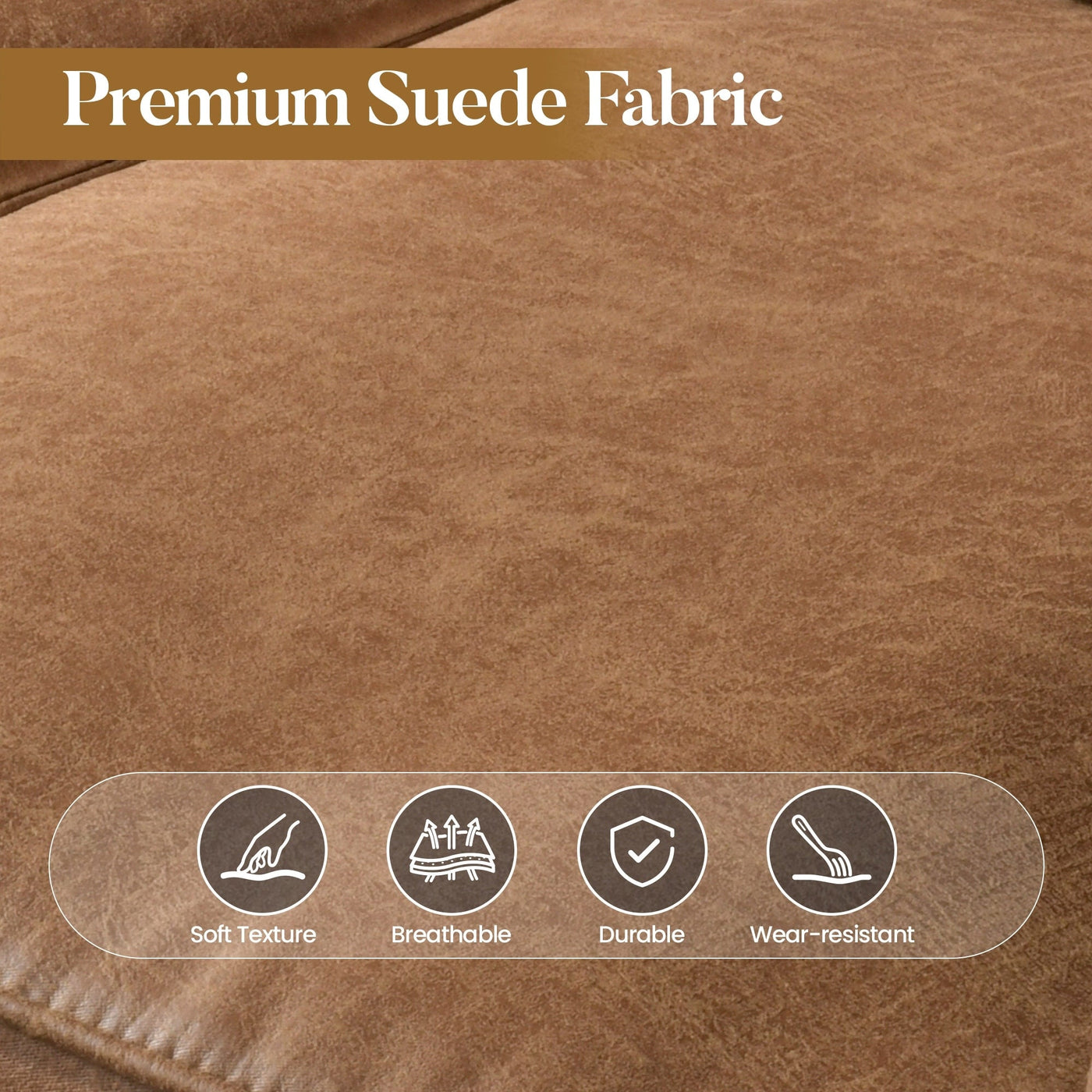 HOOOWOOO Mid-Century 3-Seat Upholstered Sofa with Wood Legs for Living Room