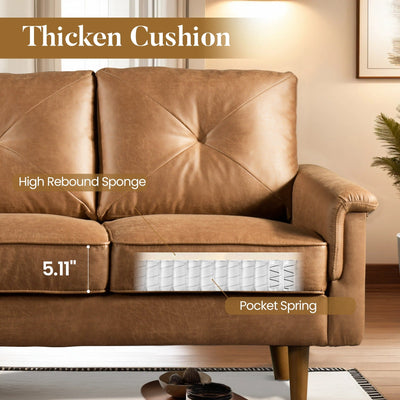 HOOOWOOO Mid-Century 3-Seat Upholstered Sofa with Wood Legs for Living Room