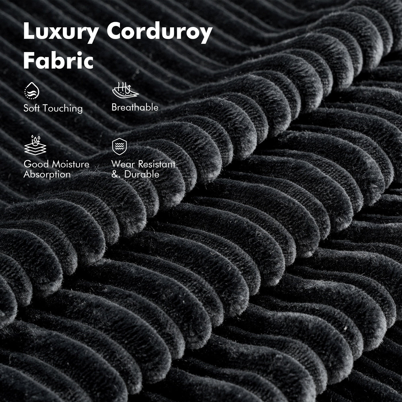 HOOOWOOO Modern Corduroy Fabric Folding Sofa Couch