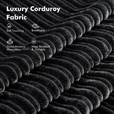 HOOOWOOO Modern Corduroy Fabric Folding Sofa Couch